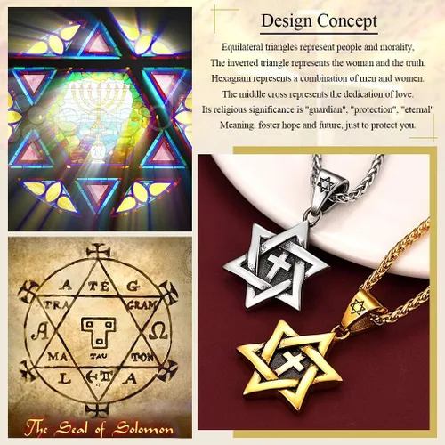 Miniatura 2 de FaithHeart Magen David - Collar con colgante de estrella de David de acero inoxidable, joyería judía para mujeres y hombres, el sello de Salomón