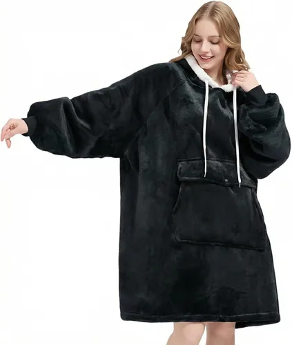Miniatura 16 de Qeils Manta con Capucha Portátil para Mujeres, Cómoda Sudadera Sherpa como Regalo de Cumpleaños y Navidad, Chaqueta de Gran Tamaño con Capucha