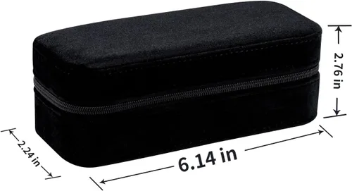 Miniatura 2 de SANQIANWAN Joyero de viaje de terciopelo de felpa para mujer, lujoso, esponjoso, portátil, pequeño, pequeño, joyero, para aretes, anillos, soporte