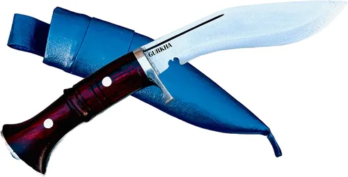 Gurkha Cuchillo Kukri auténtico martillado a mano forjado a mano hoja de acero al carbono de 4.25 pulgadas Panawal Ankhola con bloqueador Full Tang