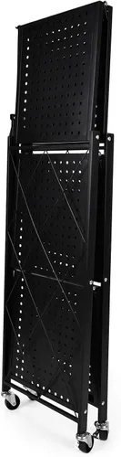 Miniatura 8 de HealSmart Estantería de metal plegable de 3 niveles con ruedas, estantes organizadores para garaje y cocina con capacidad de hasta 750 libras