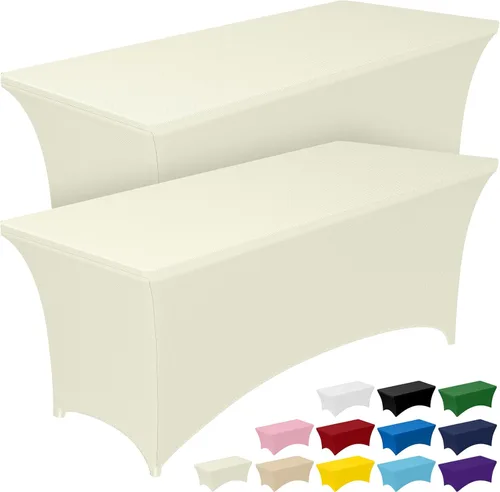Miniatura 22 de Pureegg - Juego de 2 manteles de elastano ajustables de 1,2 m para mesas rectangulares, mantel elástico y sin arrugas para mesa de masajes, fiestas
