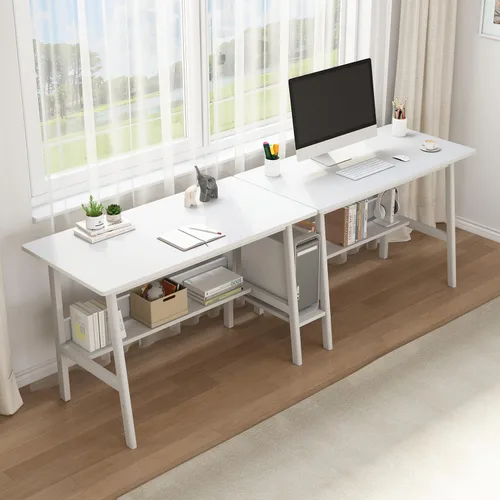 Miniatura 13 de NELYE Escritorio para 2 personas con estantería, mesa de trabajo de madera extra larga de 79 pulgadas, estación de trabajo para computadora