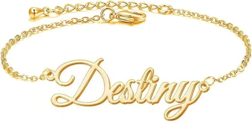 Miniatura 2 de Tobillera personalizada con nombre personalizado para mujeres y niñas, tobilleras laminadas de oro plateado con nombre inicial para mujer