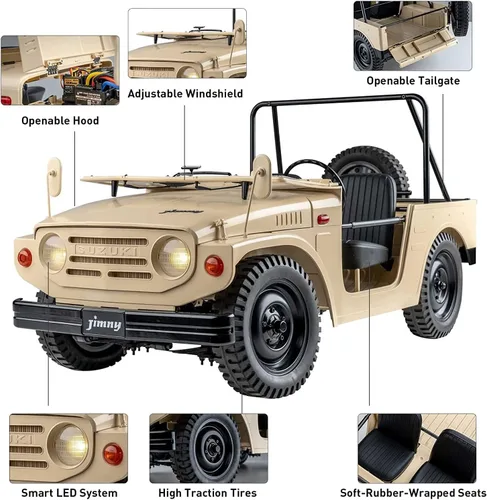 Miniatura 3 de BEEZRC FMS 1/6 Jimny LJ10 - Carrera RC con licencia oficial, 4WD 9.3 mi/h Hobby control remoto con luces LED, transmisor de 4 canales de 2.4 GHz