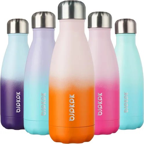 Miniatura 38 de BJPKPK Botellas de agua de acero inoxidable con aislamiento de 17 onzas, mantiene el frío y el calor, brillante oro rosa Oro rosa brillante