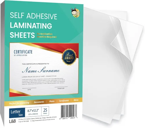 Miniatura 12 de Hojas laminadoras autoadhesivas de 12.3 x 17.1 pulgadas, paquete de 10, 4 mil de grosor, sin calor, sin máquina, hojas laminadoras autoselladas por