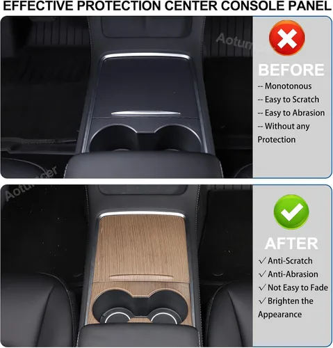 Miniatura 2 de Kit de cubierta de consola central, cubierta de consola central de ABS para Tesla Model 3 2021-2023, a prueba de líquidos, protección UV, lujosa