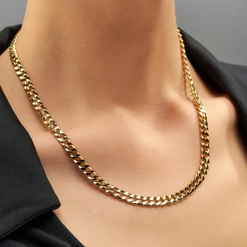 Miniatura 3 de LIFETIME JEWELRY Collar de cadena de eslabones cubanos chapado en oro de 24 quilates para hombres y mujeres (0.236 in y 0.374 in)
