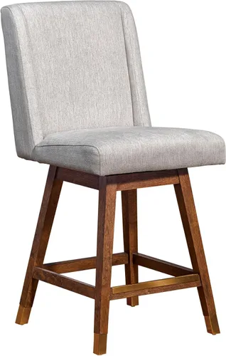 Miniatura 20 de Armen Living Sicily Modern Farmhouse Taburete giratorio de madera negra de 30 pulgadas de altura de asiento para encimera de isla de cocina en tela
