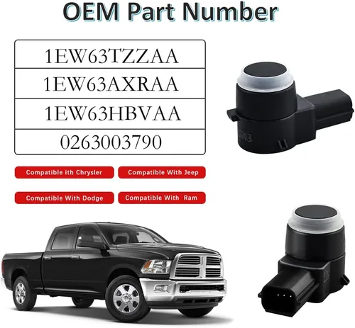 Miniatura 2 de Vod_AutoParts 1ew63tzzaa Sensor de asistencia de estacionamiento, sensor de objetos de parachoques, 4 piezas 1EW63TZZAA de repuesto para Dodge Ram