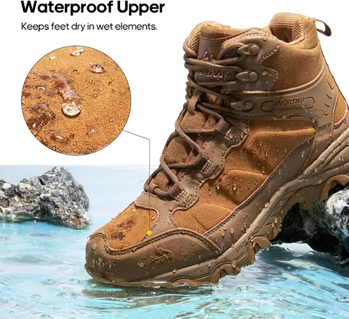 Miniatura 23 de NORTIV 8 - Botas de senderismo impermeables para hombre, zapatos de montañismo ligeros para exteriores