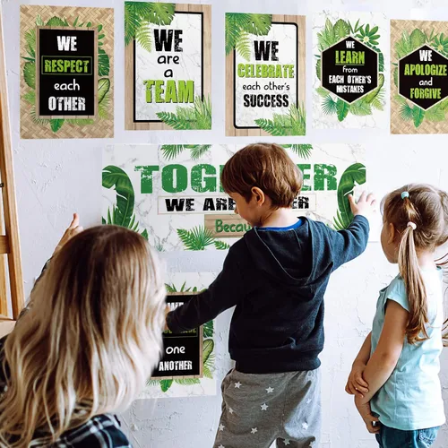 Miniatura 5 de Póster de plantas verdes, decoración de tablón de anuncios, juego de decoración de boletines de vegetación de verano, recortes de plantas
