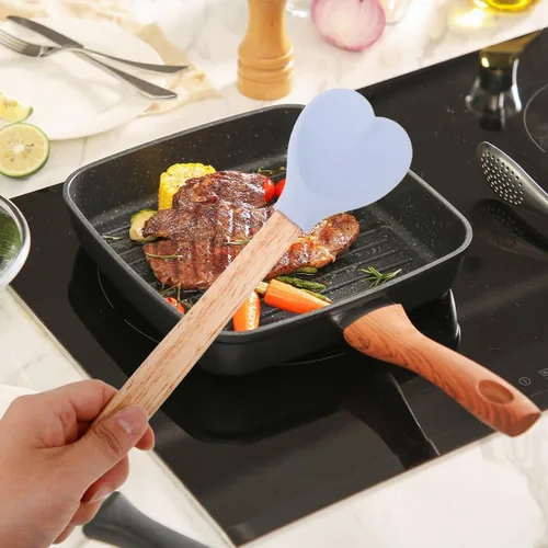 Miniatura 9 de Cucharas de cocina de corazón, cucharas de mezcla de silicona, suministros de cocina, ensalada de sopa