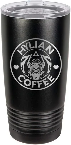 Miniatura 3 de Legendary Hero Warrior Princess Royalty Fantasy Latte Coffee Shop Video Game Parody - Taza aislada al vacío con tapa transparente con grabado láser
