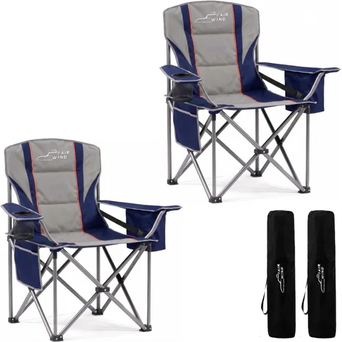 Miniatura 9 de FAIR WIND Silla de camping acolchada de gran tamaño con reposapiés, juego de taburetes, soporte resistente, soporta 300 libras, bolsa de negro