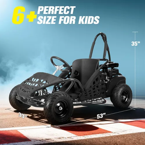Miniatura 3 de HOVER HEART 79cc 4-Stroke Gas Go Kart, 2.5HP todoterreno GoKart aprobado por EPA con marco tubular de acero, cinturón de seguridad, neumáticos todo