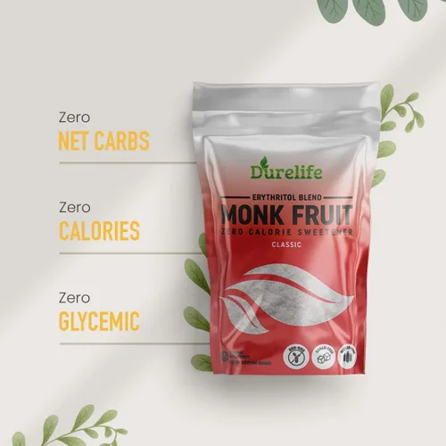 Miniatura 3 de DureLife Edulcorante de Fruta del Monje, Clásico - Sustituto del Azúcar Blanco, Compatible con Dieta Keto, Reemplazo de Azúcar 1:1, Cero Calorías