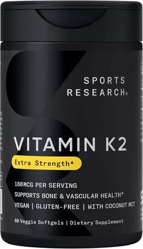 Miniatura 10 de 100 Microgramos de la vitamina K2 (como MK7) con aceite de coco orgánico para una mejor absorción, con MenaQ7 clínicamente probada y formulado sin