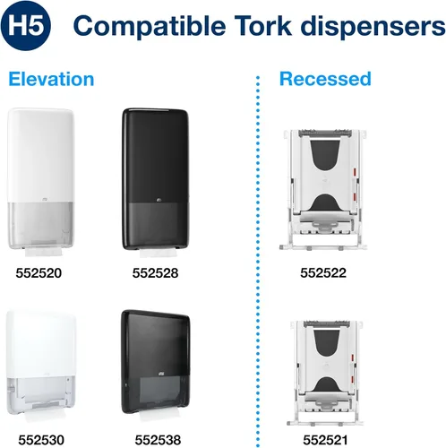 Miniatura 6 de Tork PeakServe 105066 - Toallas de mano de papel continuo, H5, Premium, comprimidas, 12 x 270 hojas, color blanco