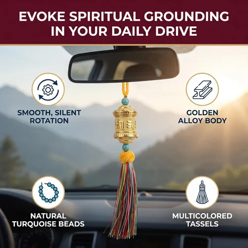 Miniatura 3 de Elegante colgante de aleación budista de oración Feng Shui para coche, adorno colgante para espejo retrovisor para buena suerte, riqueza