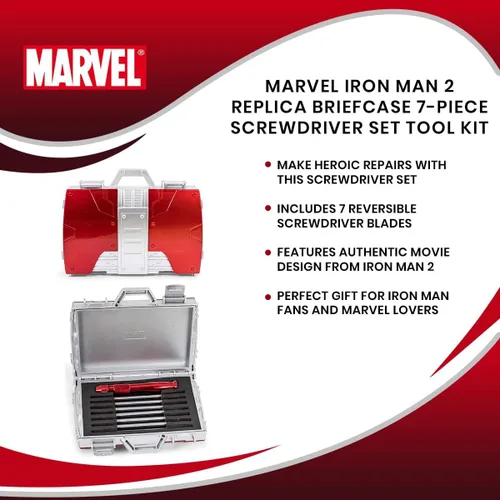 Miniatura 7 de Marvel Iron Man - Juego de herramientas de 2 réplicas de maletín de 7 piezas de destornilladores