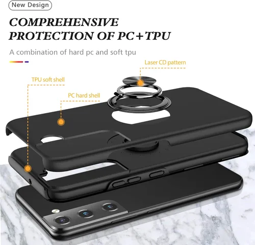 Miniatura 3 de para Samsung Galaxy S22 Plus - Paquete de 2 fundas de TPU autorreparables con soporte invisible (negro)