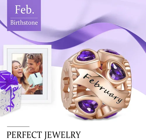 Miniatura 2 de Abalorio de plata de ley 925 con piedra natal de Ningan, abalorio de corazón para pulseras y collares, regalo de cumpleaños para mujeres y niñas
