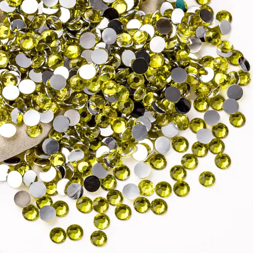 Miniatura 50 de Diamantes de imitación AB verdes a granel, 5000 piezas de diamantes de imitación de fondo plano redondos de gelatina AB sin fijación térmica, gemas