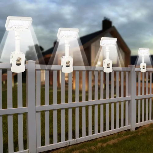 Miniatura 19 de Luces solares con clip para exteriores con sensor de movimiento, luces de valla solares ajustables verticalmente y giratorias en 360° con 92 LEDs