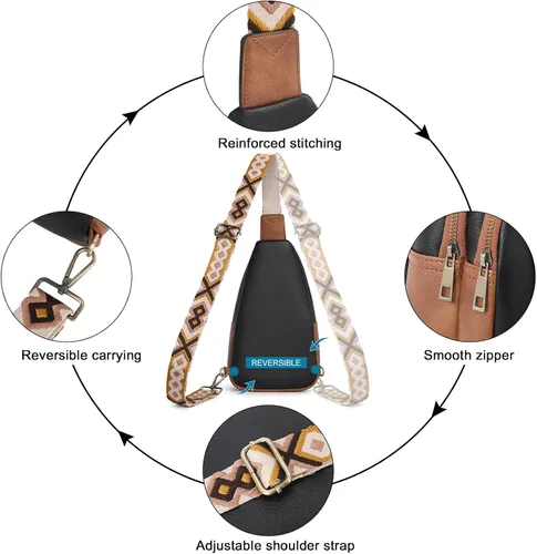 Miniatura 5 de Bolsos cruzados CLUCI para mujer y hombre, bolso bandolera de cuero, mochila de cuerpo cruzado para mujer, regalos para mujeres, cumpleaños, único