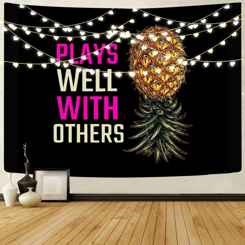 Heucapc Tapiz de piña al revés que juega bien con otros, tapiz de fiesta de The Swing Nation para dormitorio, decoración estética de pared y