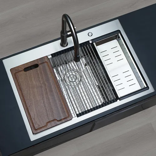 Miniatura 2 de PRUSSIA Fregadero de cocina de 33 pulgadas, 33 x 22 x 10 pulgadas, fregadero de acero inoxidable 304 calibre 16 de un solo tazón Fregadero Topmount