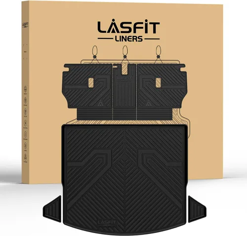 Miniatura 23 de LASFIT Tapete de carga y respaldo para Nissan Armada/Infiniti QX80 2019-2024, TPE para todo tipo de clima, ajuste personalizado, fácil de limpiar