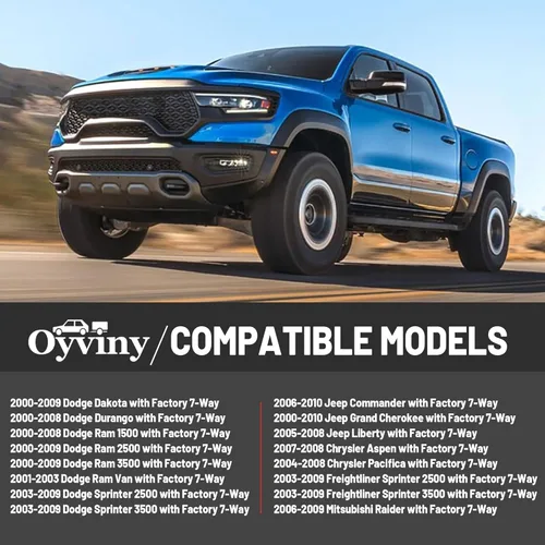 Miniatura 4 de Oyviny Adaptador de remolque RV de 7 vías y 4 vías para Dodge Ram Dakota 2000-2009, para Jeep Grand Cherokee Liberty Relpace para 56038366AB 7 pines