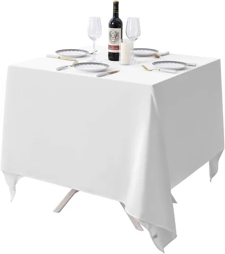 Miniatura 14 de Surmente Mantel cuadrado para mesas cuadradas o redondas, 100% poliéster, 52 x 52 pulgadas, mantel para bodas, banquetes o restaurantes (negro)