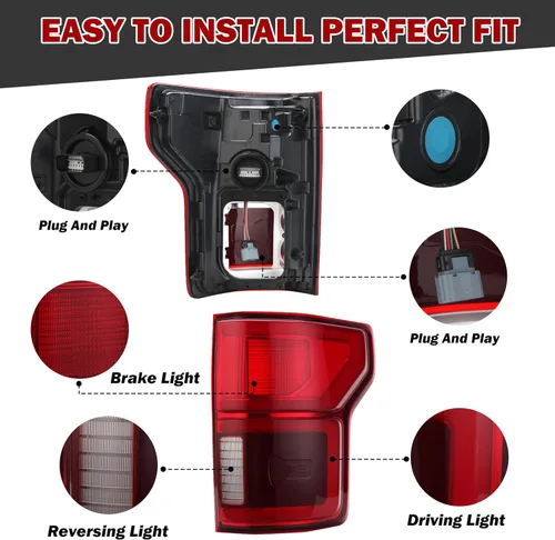 Miniatura 2 de Conjunto de luz trasera LED para Ford F150 2018 2019 2020 con lámpara trasera de punto ciego luz trasera KL3Z13404B (lado derecho del pasajero)