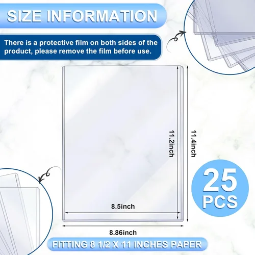 Miniatura 2 de Jecery 25 protectores rígidos de impresión de 8.5 x 11 pulgadas, protectores de páginas de papel de plástico rígido transparente para documentos