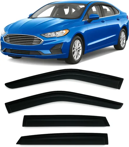 Miniatura 11 de 2019-2023 Deflectores de ventana laterales tintados para Ford Ranger SuperCrew XL XLT Lariat con protectores de lluvia adhesivos, tonos ahumados