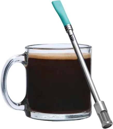 JoGo - La pajita original para preparar café y té - Cafetera portátil - Filtro de acero inoxidable de una sola porción - Función de filtro para