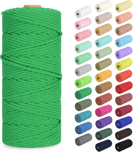 Miniatura 77 de Cordón de macramé de 0.079 in x 380 yardas (1140 pies), cuerda de algodón natural para colgar en la pared, ganchos de plantas, manualidades, Beige