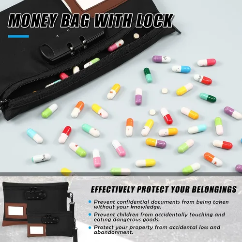 Miniatura 5 de Leifide Paquete de 2 bolsas de dinero con cerradura y cremallera de 11.8 x 7.9 pulgadas y 9 x 5.1 pulgadas, bolsa con cerradura para efectivo