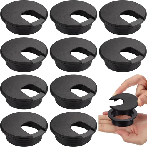 SATINIOR Paquete de 10 ojales para cables de escritorio, organizador de plástico para escritorio, cubierta de plástico con ojales para organizar y
