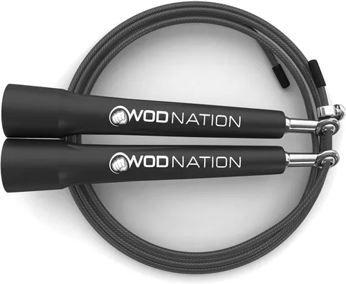 Miniatura 5 de WOD Nation Cuerda de saltar de velocidad ajustable para hombres, mujeres y niños - Cuerda de saltar de fitness ultrarrápida perfecta para boxeo