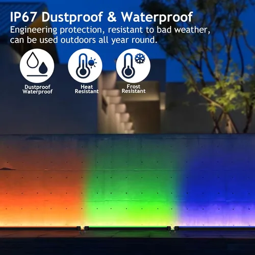 Miniatura 6 de Luz de Arandela de Pared Exterior de 72W, Barra de Luz de Arandela de Pared LED RGB Dimmable de 5000K de 48 Pulgadas, Luz de Etapa LED Impermeable