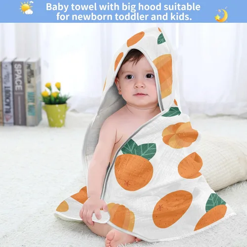Miniatura 6 de YETTASBIN Toalla de baño naranja para bebé, ultra suave, absorbente, de algodón, con capucha, para recién nacido, niño, niño, regalo de registro