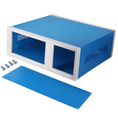 Miniatura 8 de Zulkit Cajas electrónicas, caja de metal azul, para proyectos de bricolaje, caja de conexiones, caja preventiva (9.1 x 7.3 x 3.9 pulgadas)