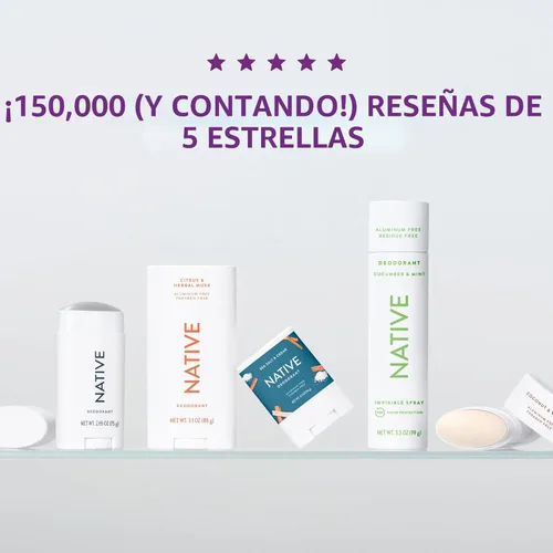 Miniatura 8 de Native Deodorant - Desodorante natural para mujeres y hombres, desodorante sin aluminio, con bicarbonato de sodio, probióticos, aceite de coco