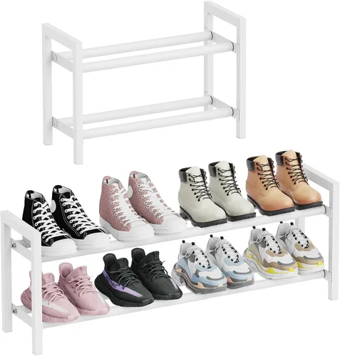 Miniatura 9 de Mavivegue Zapatero expandible, organizador de zapatos ajustable de 2 niveles, estante de zapatos para armario, entrada, puerta delantera