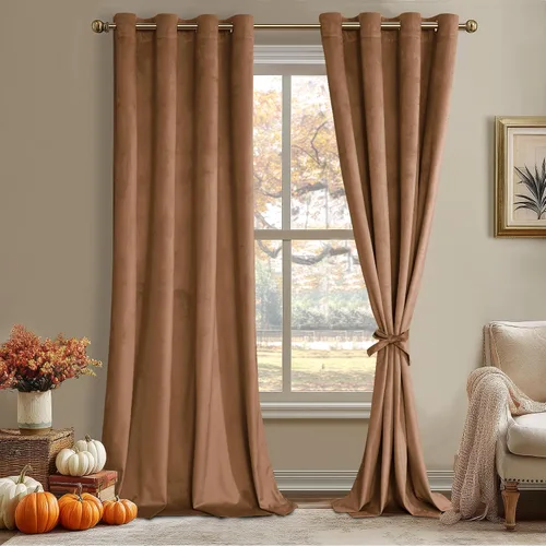 Miniatura 70 de JIUZHEN - Cortinas de terciopelo gris de 63 pulgadas opacas para sala de estar - Cortinas gruesas de terciopelo con ojales para ventana